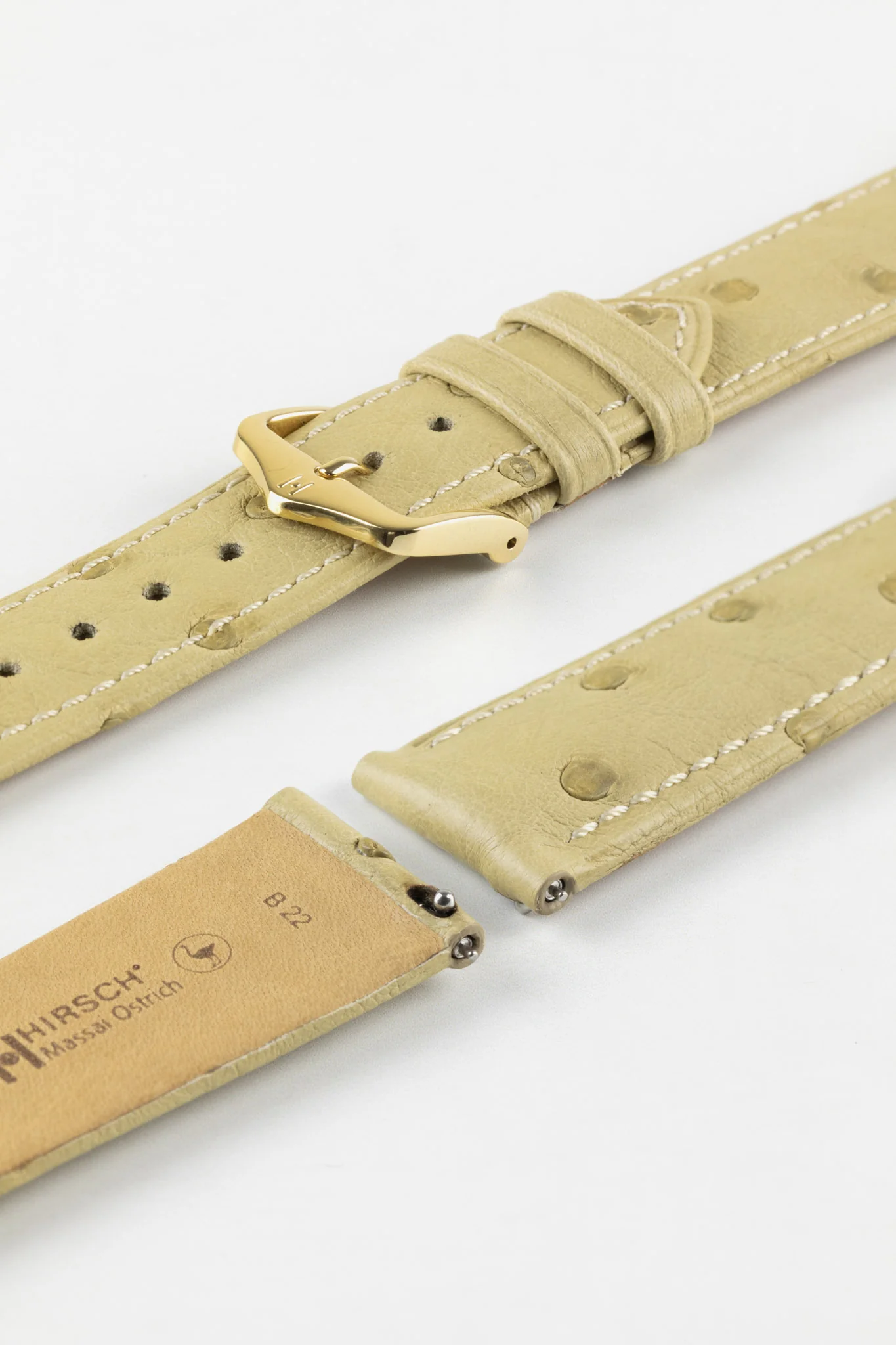 Hirsch MASSAI OSTRICH Leather Watch Strap in BEIGE - Image 8