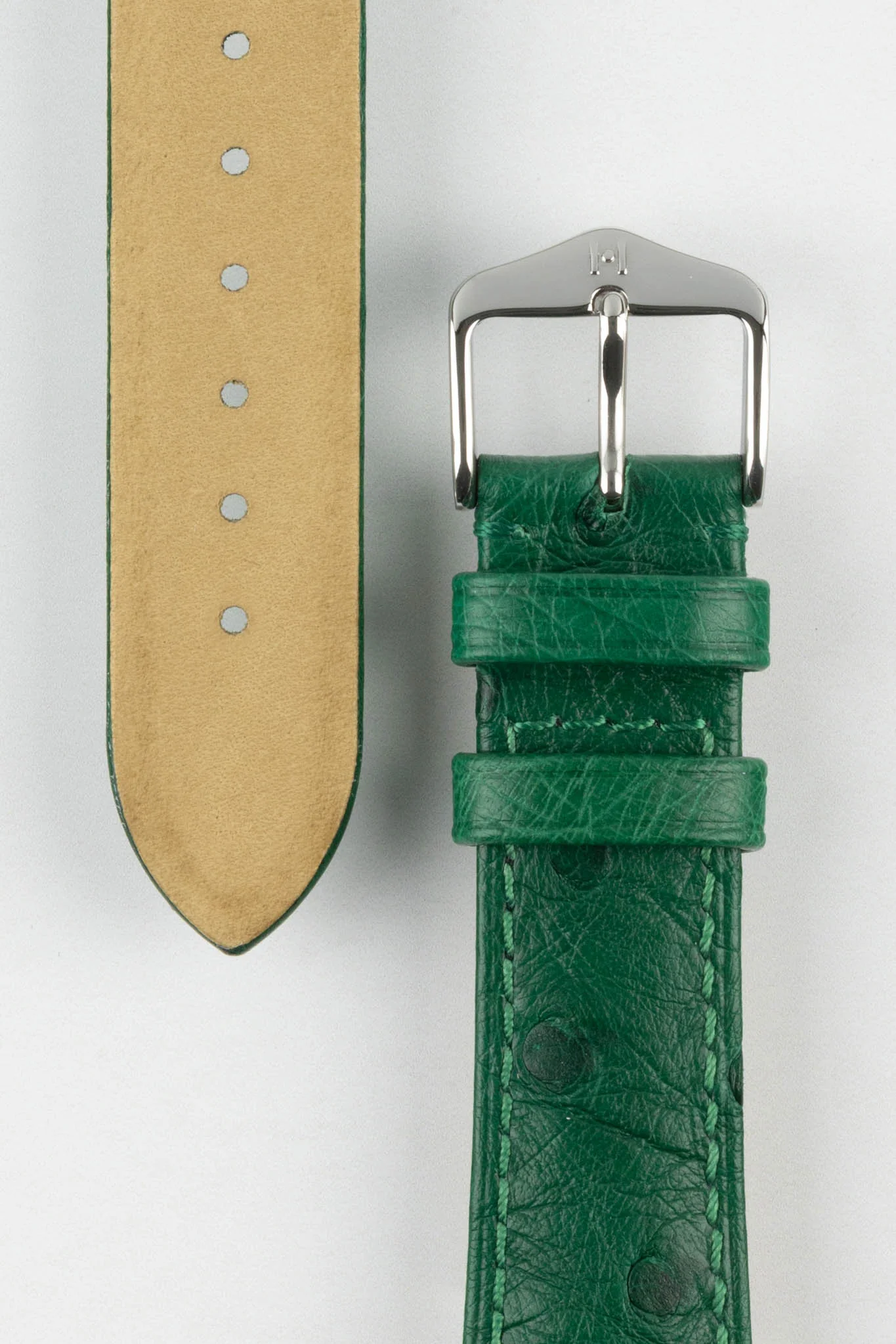 Hirsch MASSAI OSTRICH Leather Watch Strap in GREEN - Image 3