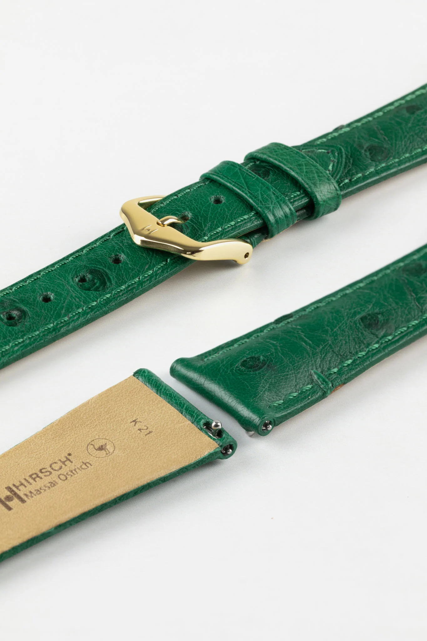 Hirsch MASSAI OSTRICH Leather Watch Strap in GREEN - Image 8