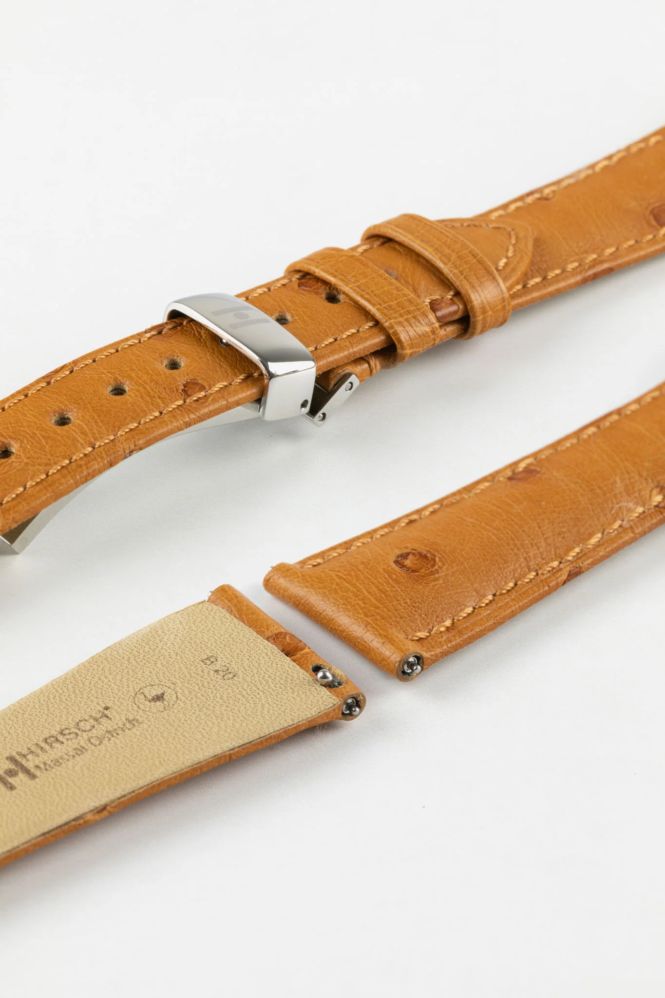Hirsch MASSAI OSTRICH Leather Watch Strap in HONEY - Image 10