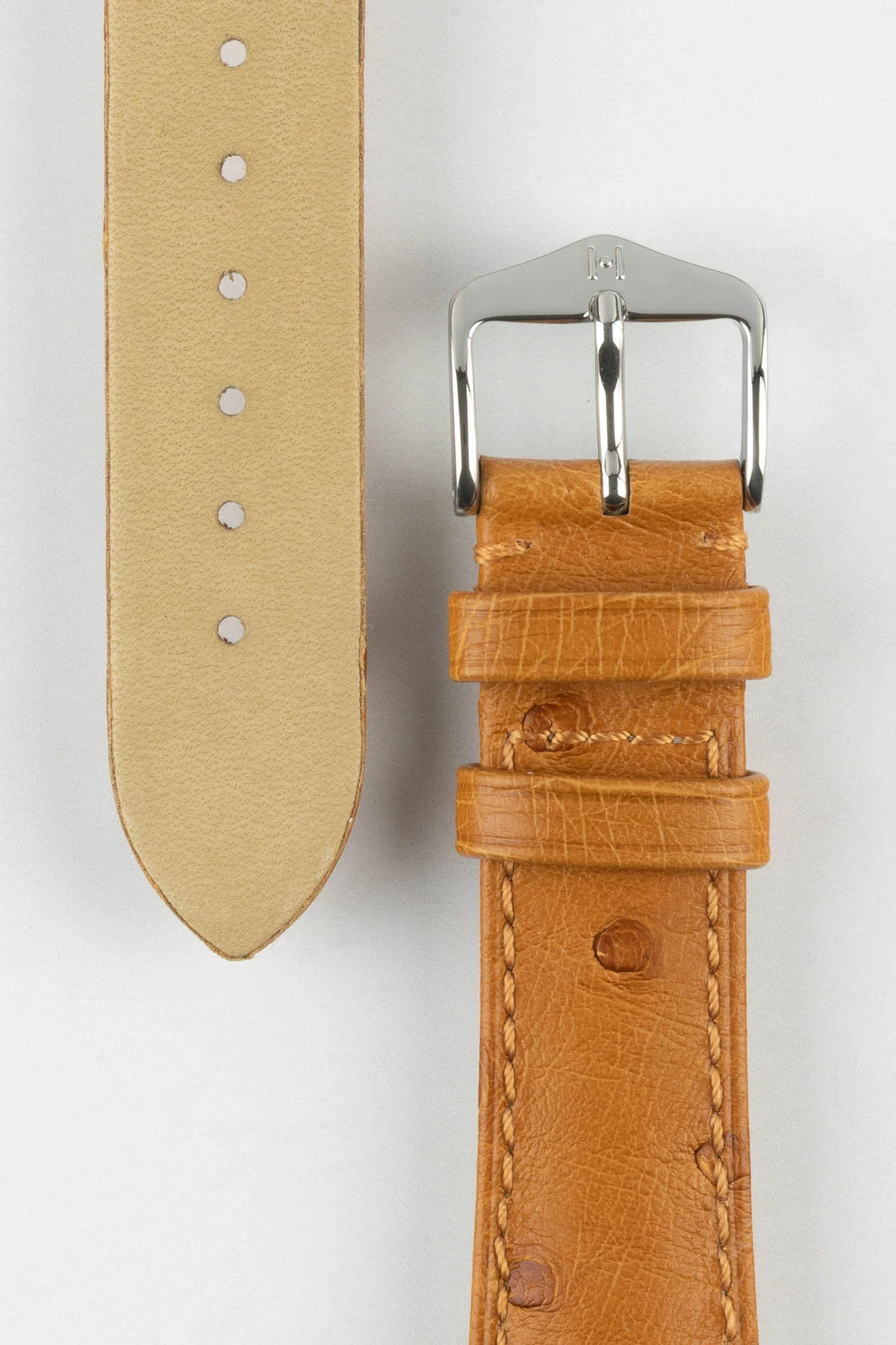 Hirsch MASSAI OSTRICH Leather Watch Strap in HONEY - Image 3