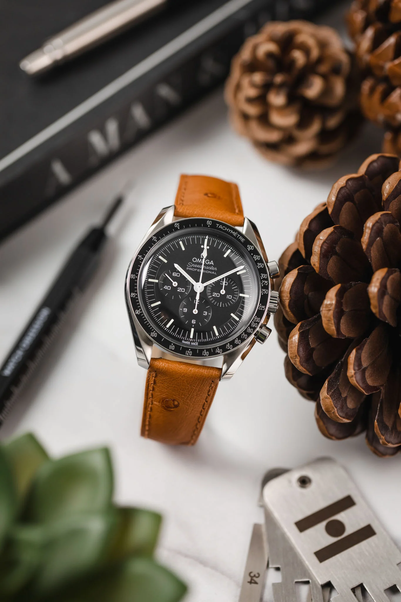 Hirsch MASSAI OSTRICH Leather Watch Strap in HONEY - Image 4