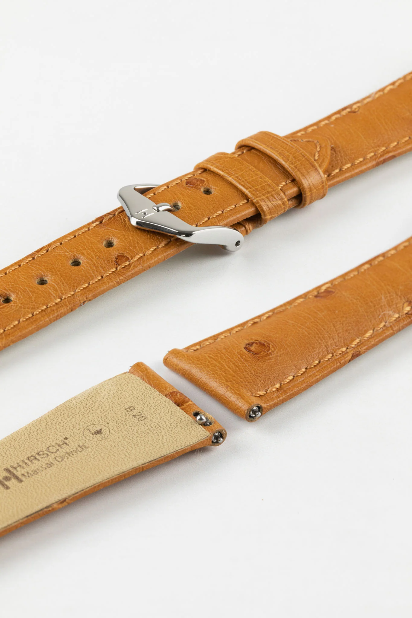 Hirsch MASSAI OSTRICH Leather Watch Strap in HONEY - Image 7