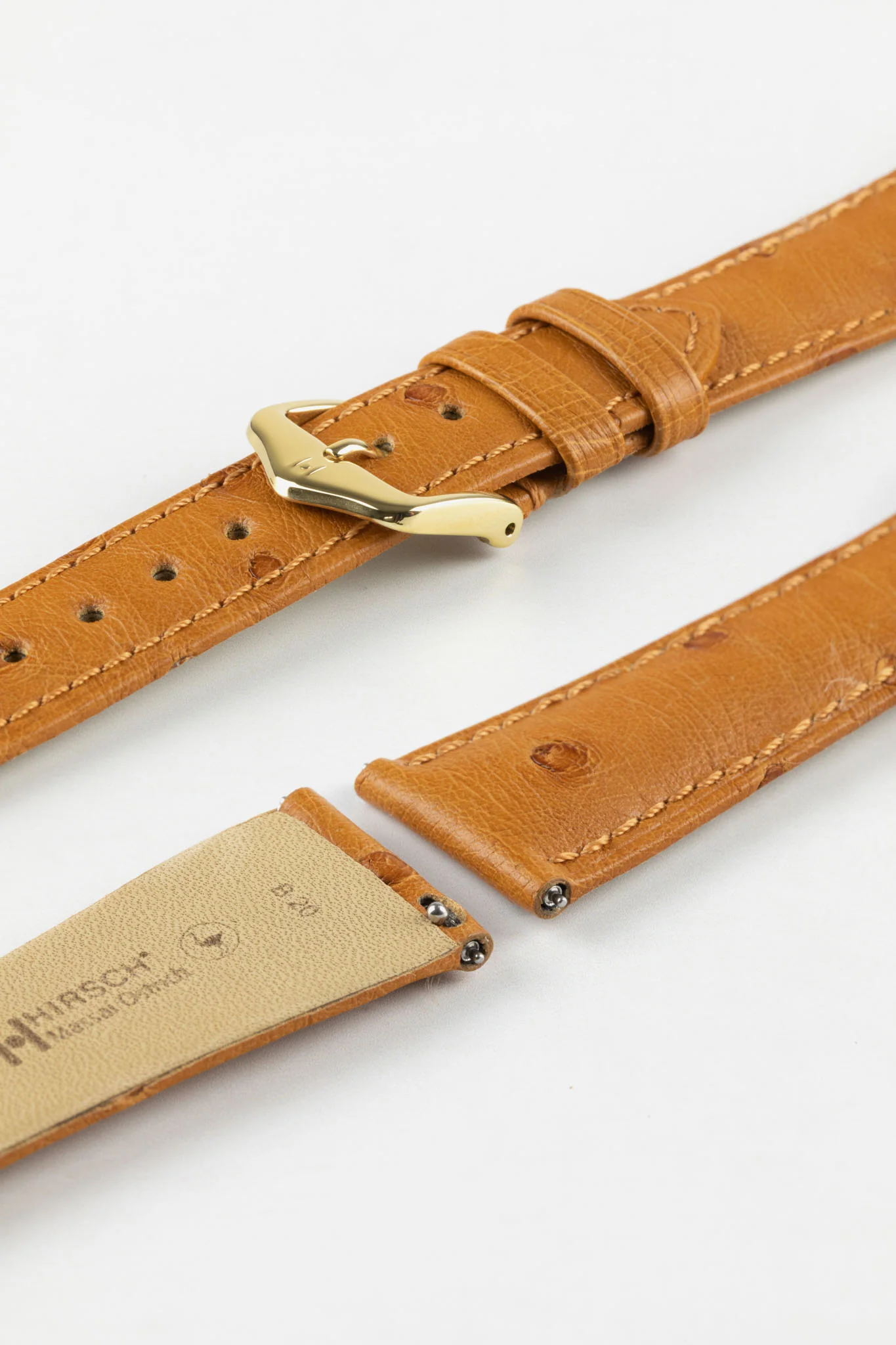 Hirsch MASSAI OSTRICH Leather Watch Strap in HONEY - Image 8
