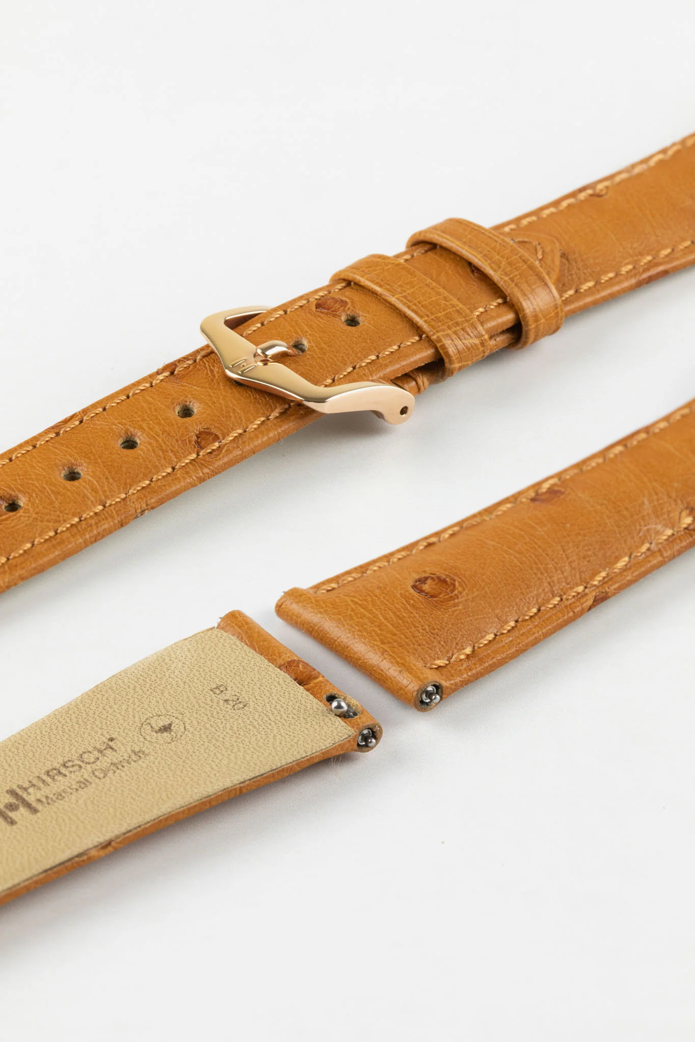 Hirsch MASSAI OSTRICH Leather Watch Strap in HONEY - Image 9