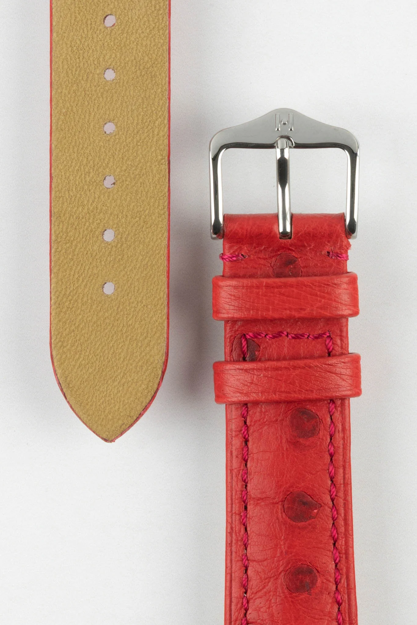 Hirsch MASSAI OSTRICH Leather Watch Strap in RED - Image 3