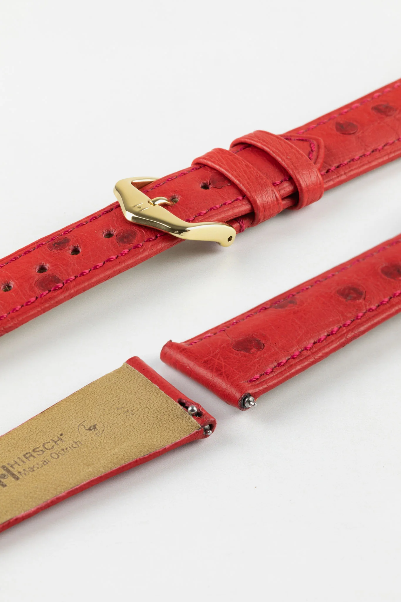 Hirsch MASSAI OSTRICH Leather Watch Strap in RED - Image 8