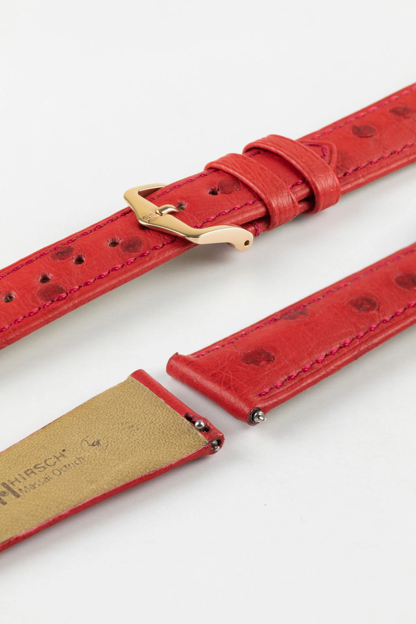 Hirsch MASSAI OSTRICH Leather Watch Strap in RED - Image 9