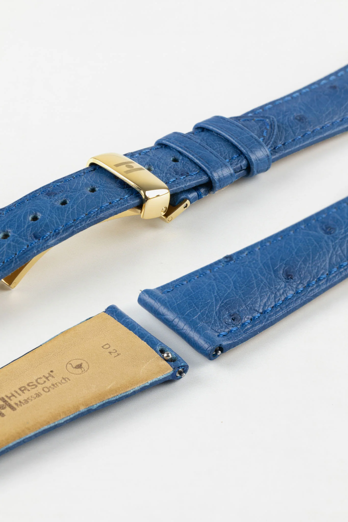 Hirsch MASSAI OSTRICH Leather Watch Strap in ROYAL BLUE - Image 11