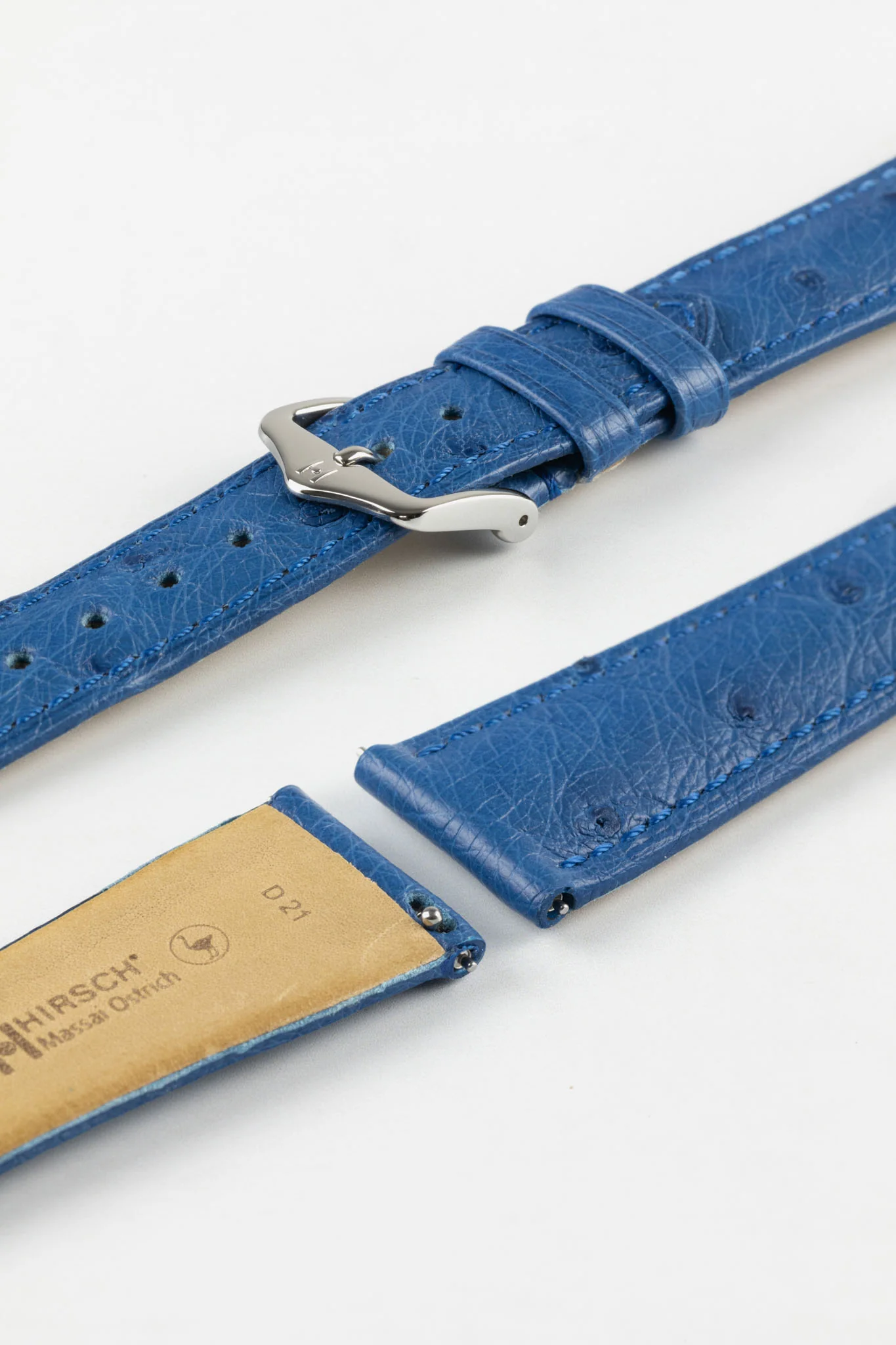 Hirsch MASSAI OSTRICH Leather Watch Strap in ROYAL BLUE - Image 7