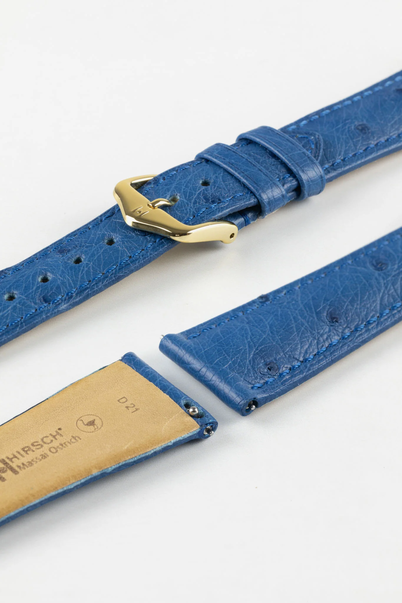 Hirsch MASSAI OSTRICH Leather Watch Strap in ROYAL BLUE - Image 8