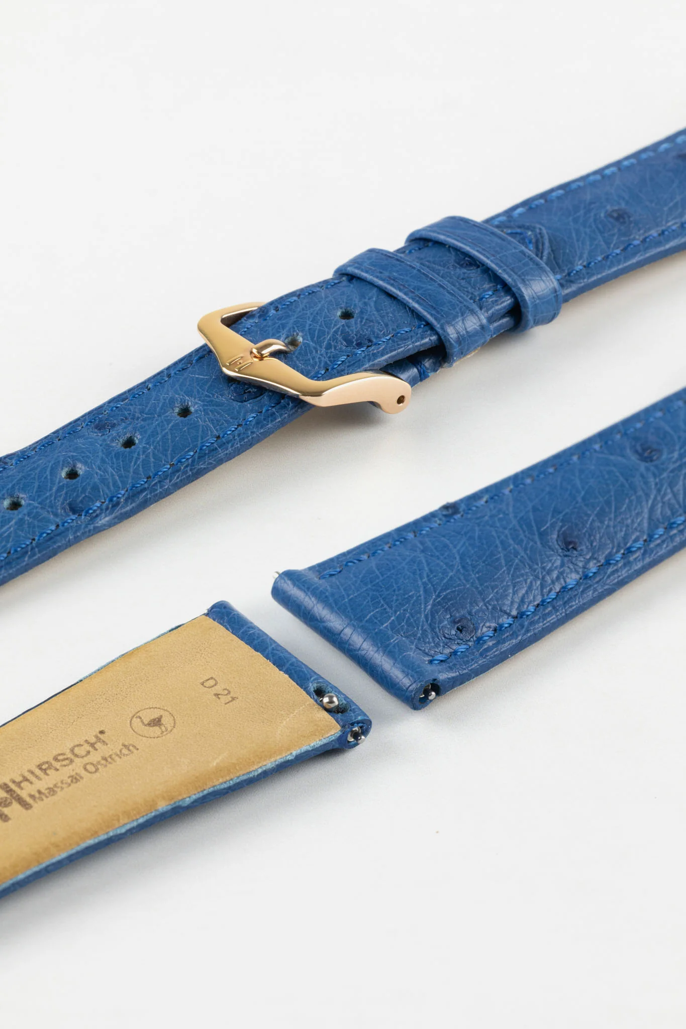 Hirsch MASSAI OSTRICH Leather Watch Strap in ROYAL BLUE - Image 9