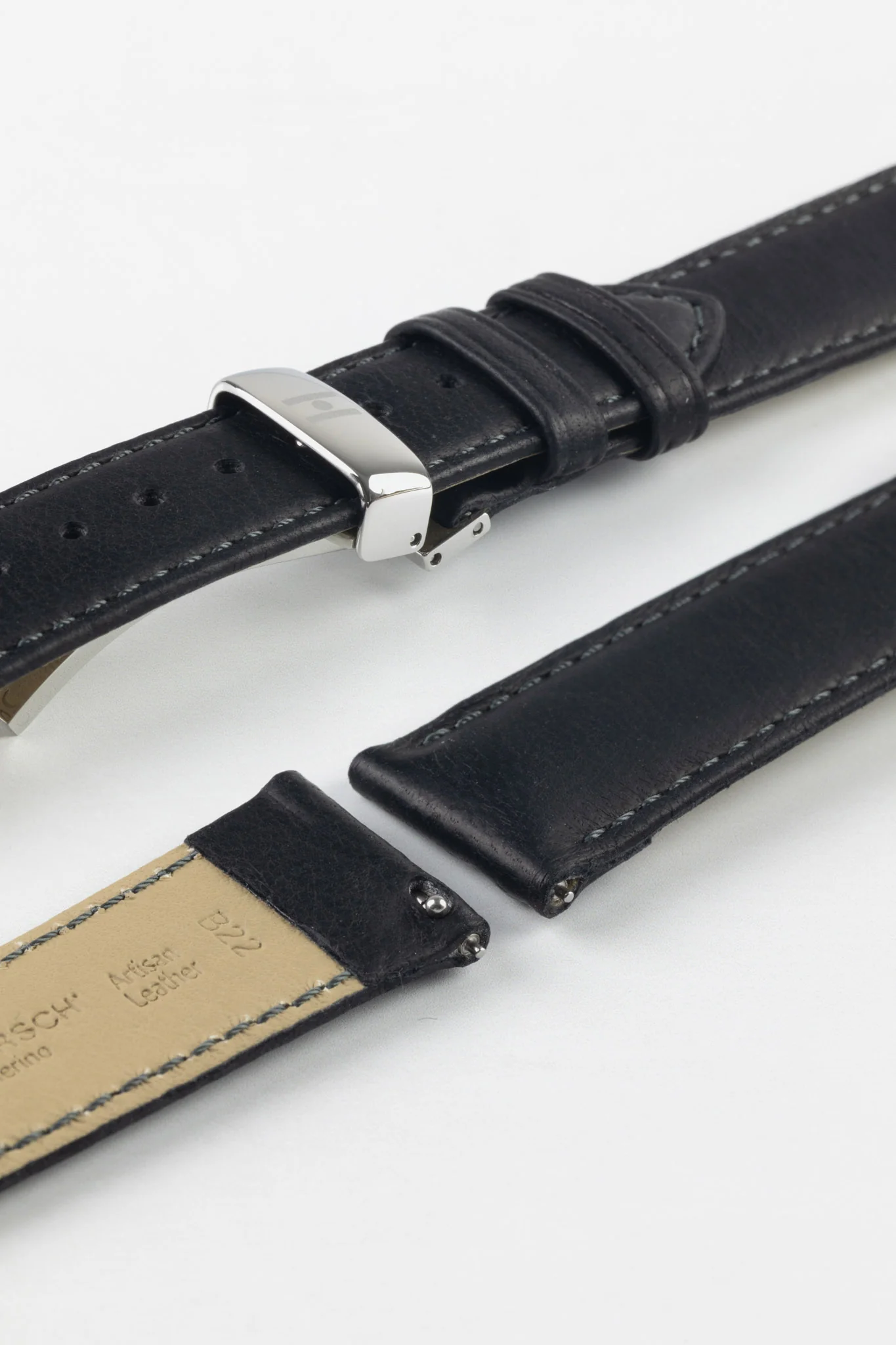 Hirsch MERINO Nappa Leather Watch Strap in BLACK - Image 10