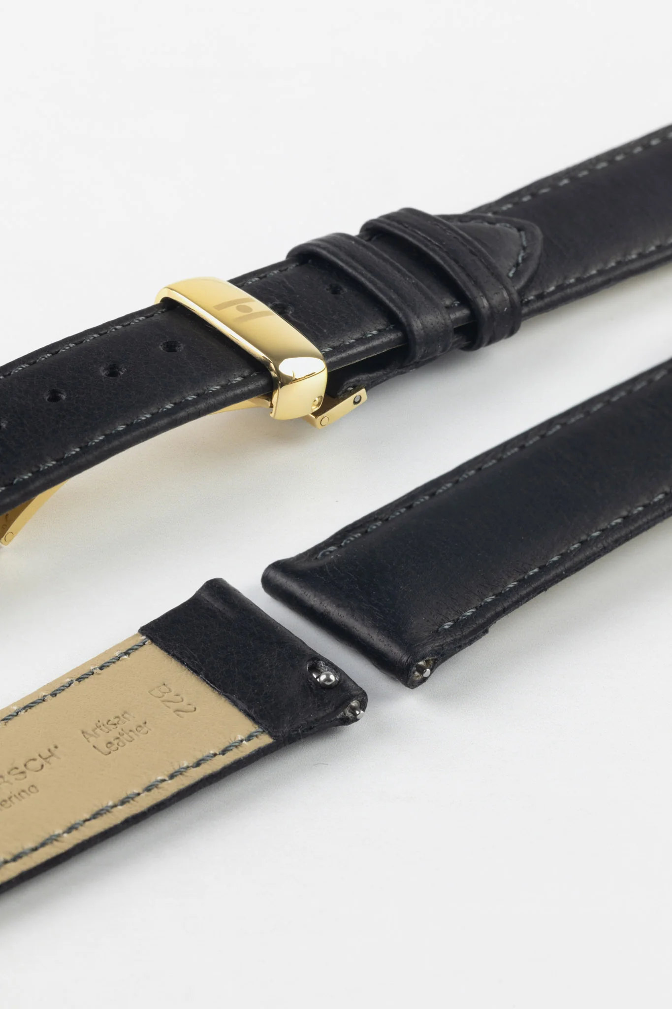 Hirsch MERINO Nappa Leather Watch Strap in BLACK - Image 11