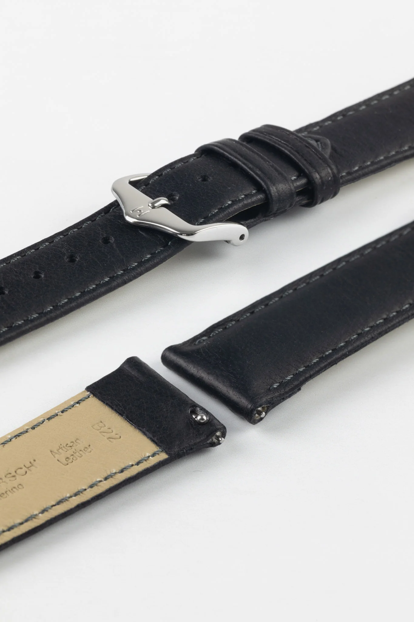Hirsch MERINO Nappa Leather Watch Strap in BLACK - Image 7