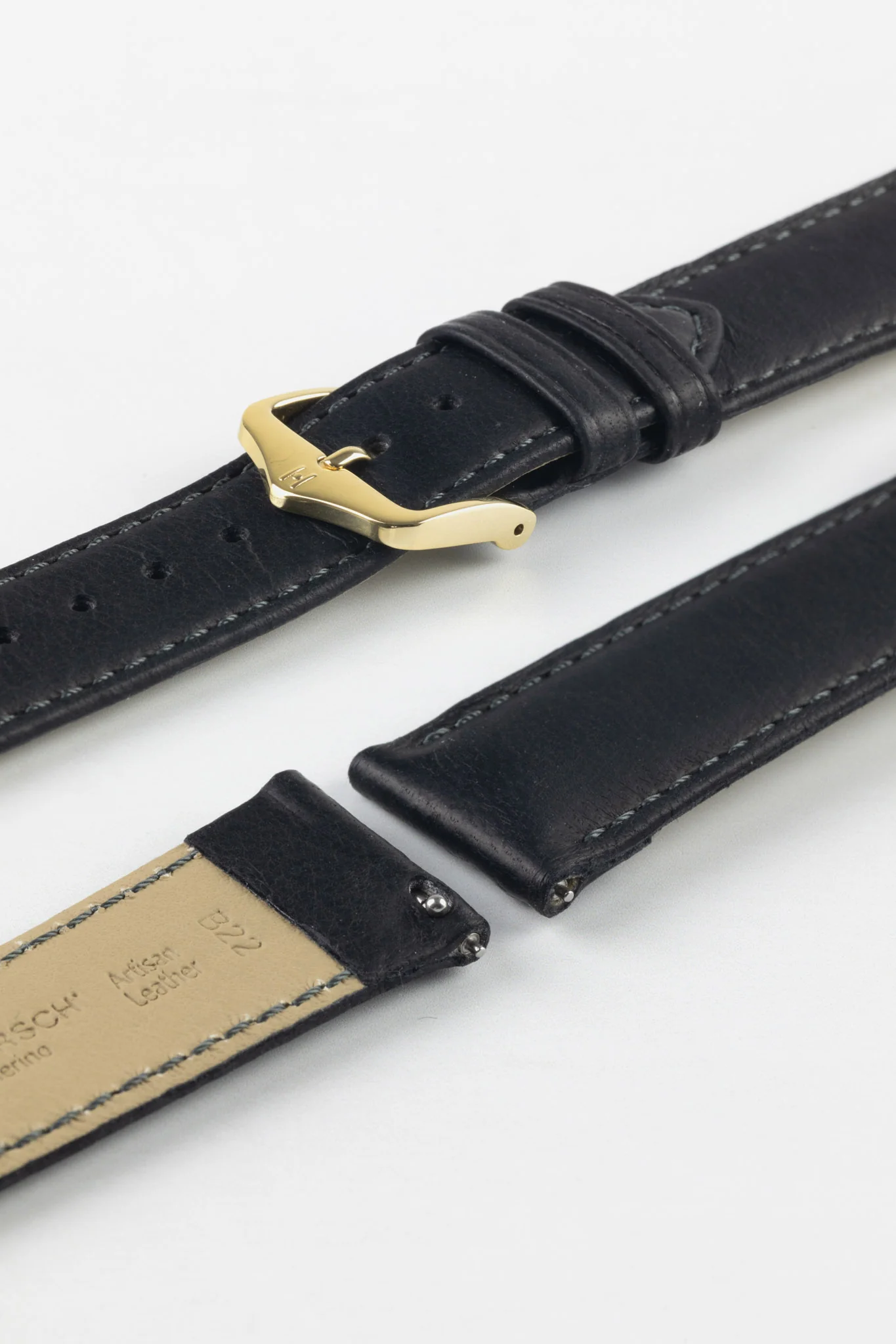 Hirsch MERINO Nappa Leather Watch Strap in BLACK - Image 8