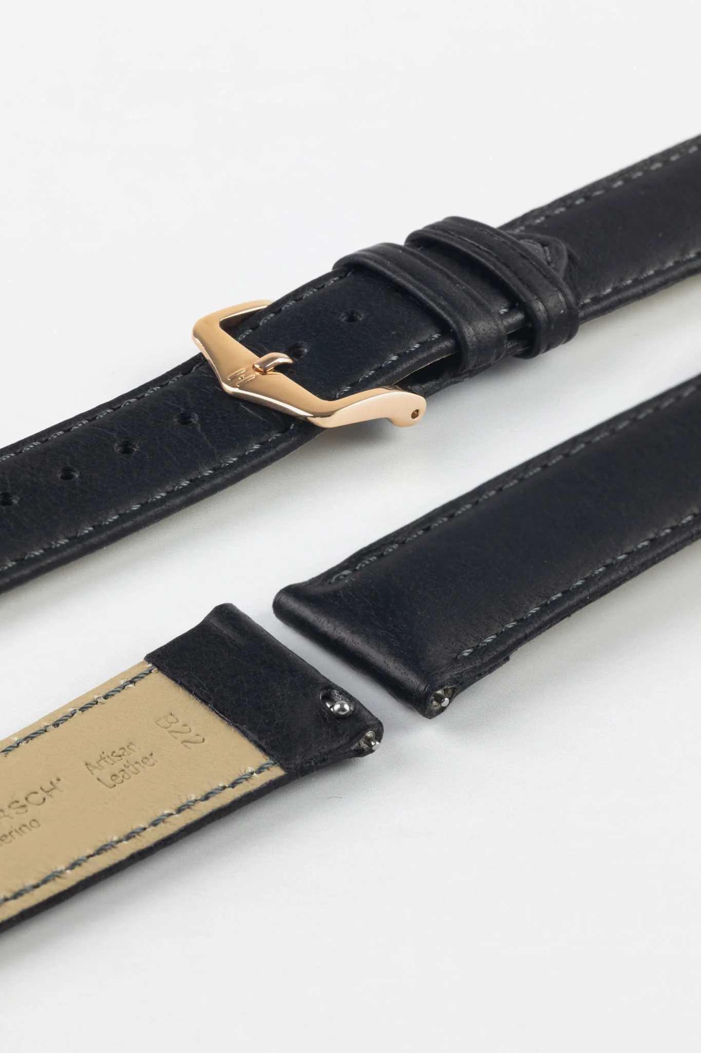 Hirsch MERINO Nappa Leather Watch Strap in BLACK - Image 9