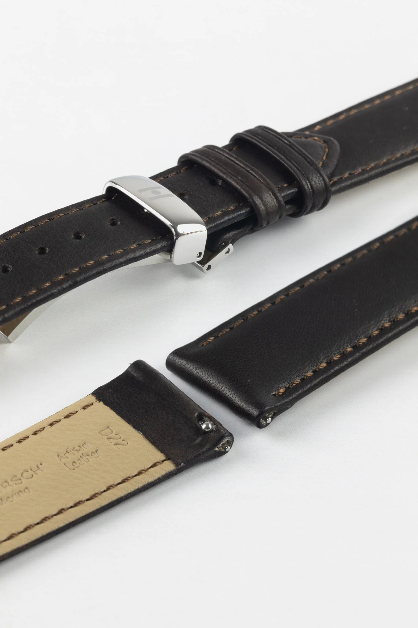 Hirsch MERINO Nappa Leather Watch Strap in BROWN - Image 10