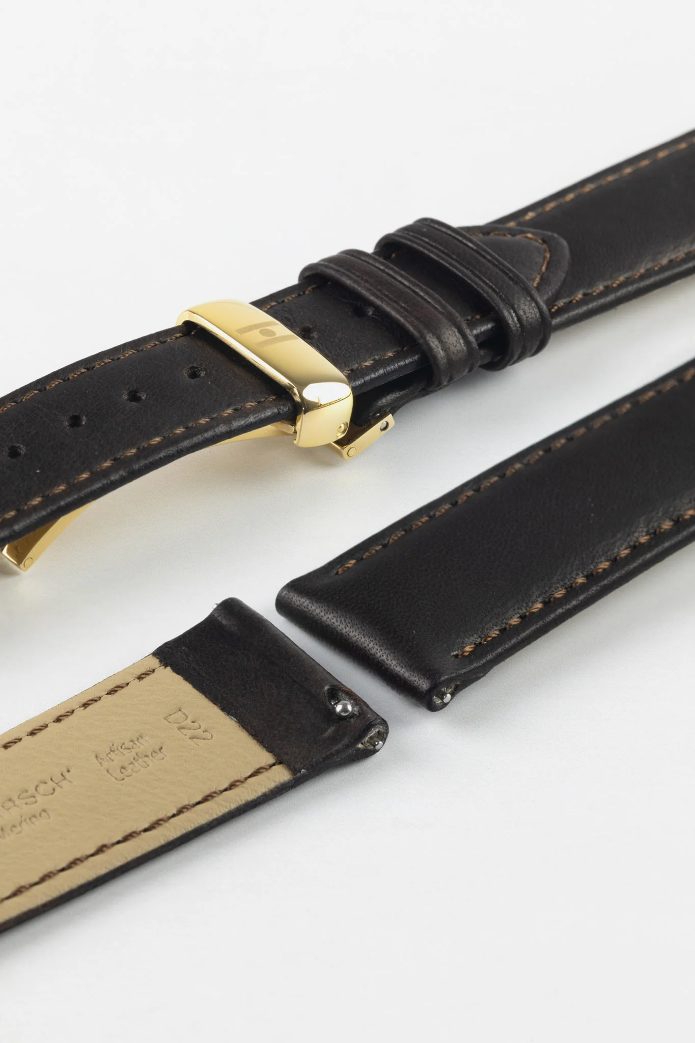 Hirsch MERINO Nappa Leather Watch Strap in BROWN - Image 11