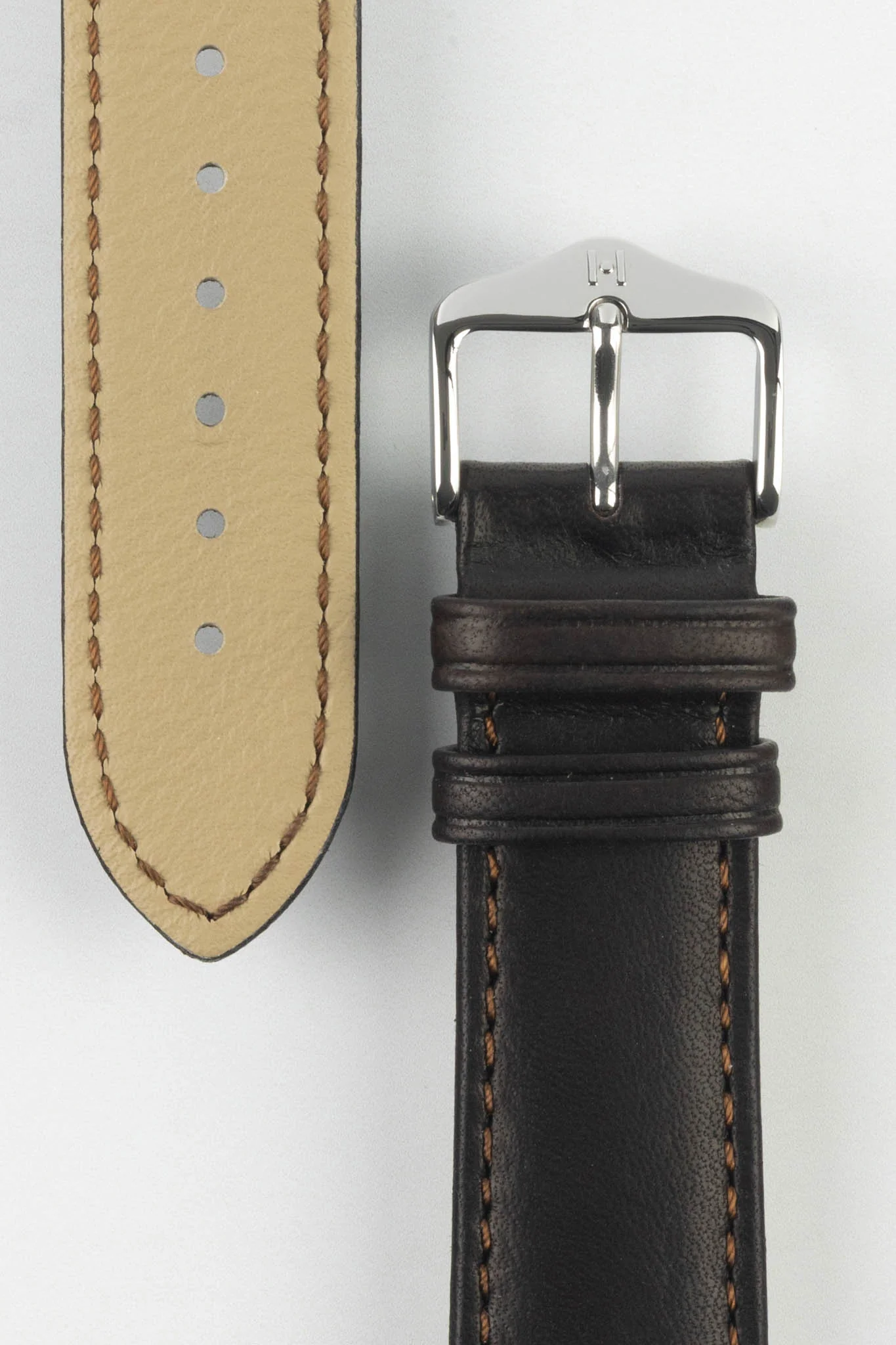 Hirsch MERINO Nappa Leather Watch Strap in BROWN - Image 3