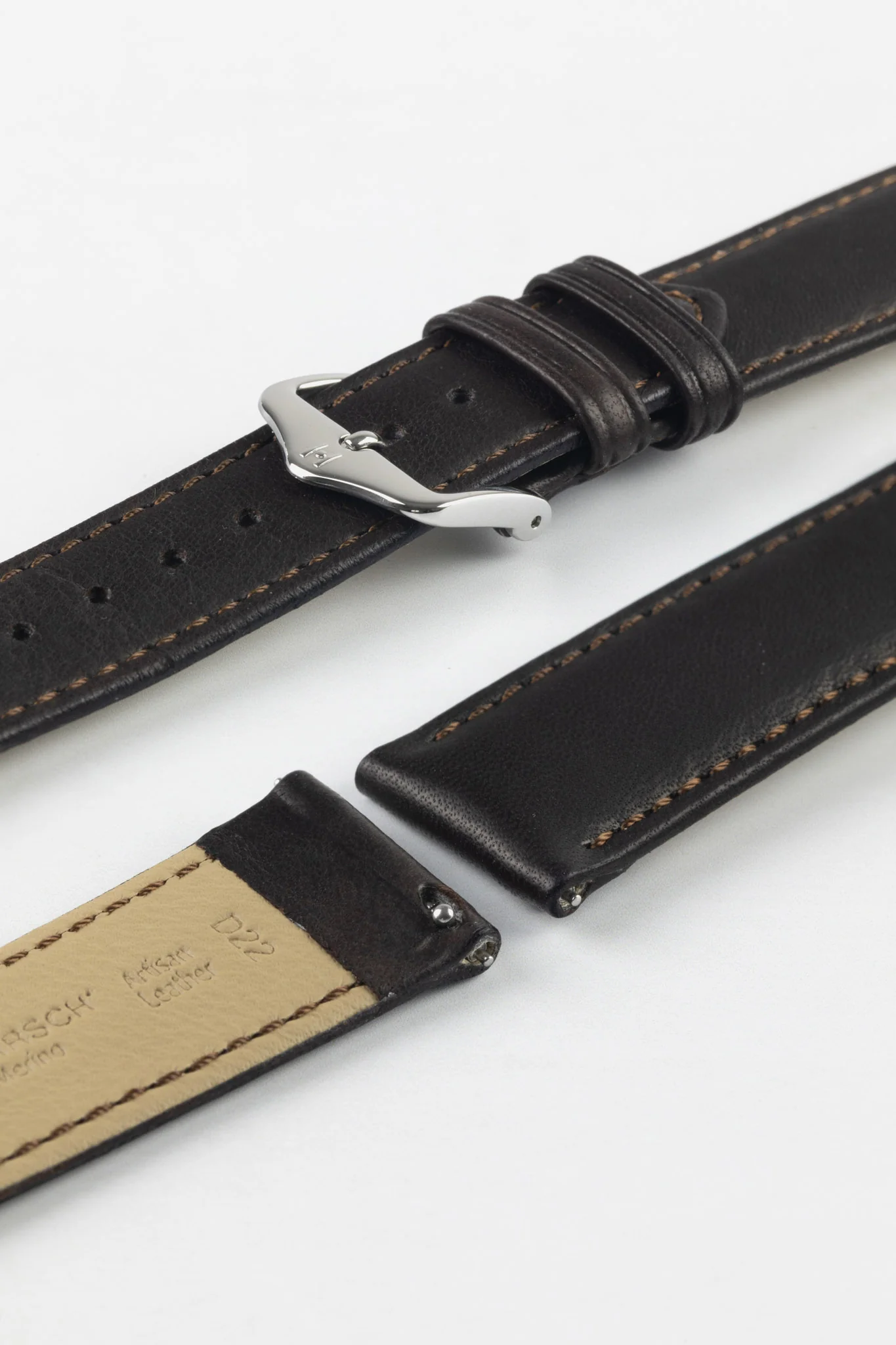 Hirsch MERINO Nappa Leather Watch Strap in BROWN - Image 7