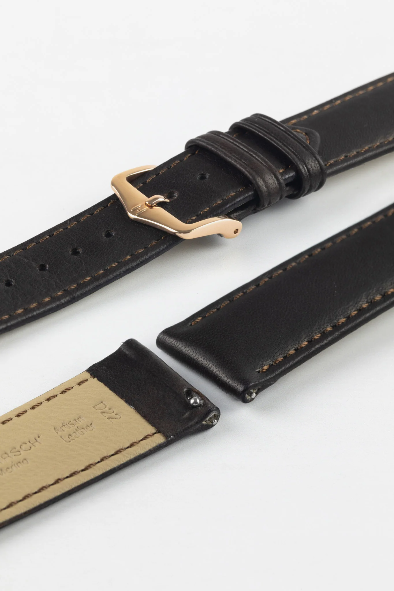 Hirsch MERINO Nappa Leather Watch Strap in BROWN - Image 9
