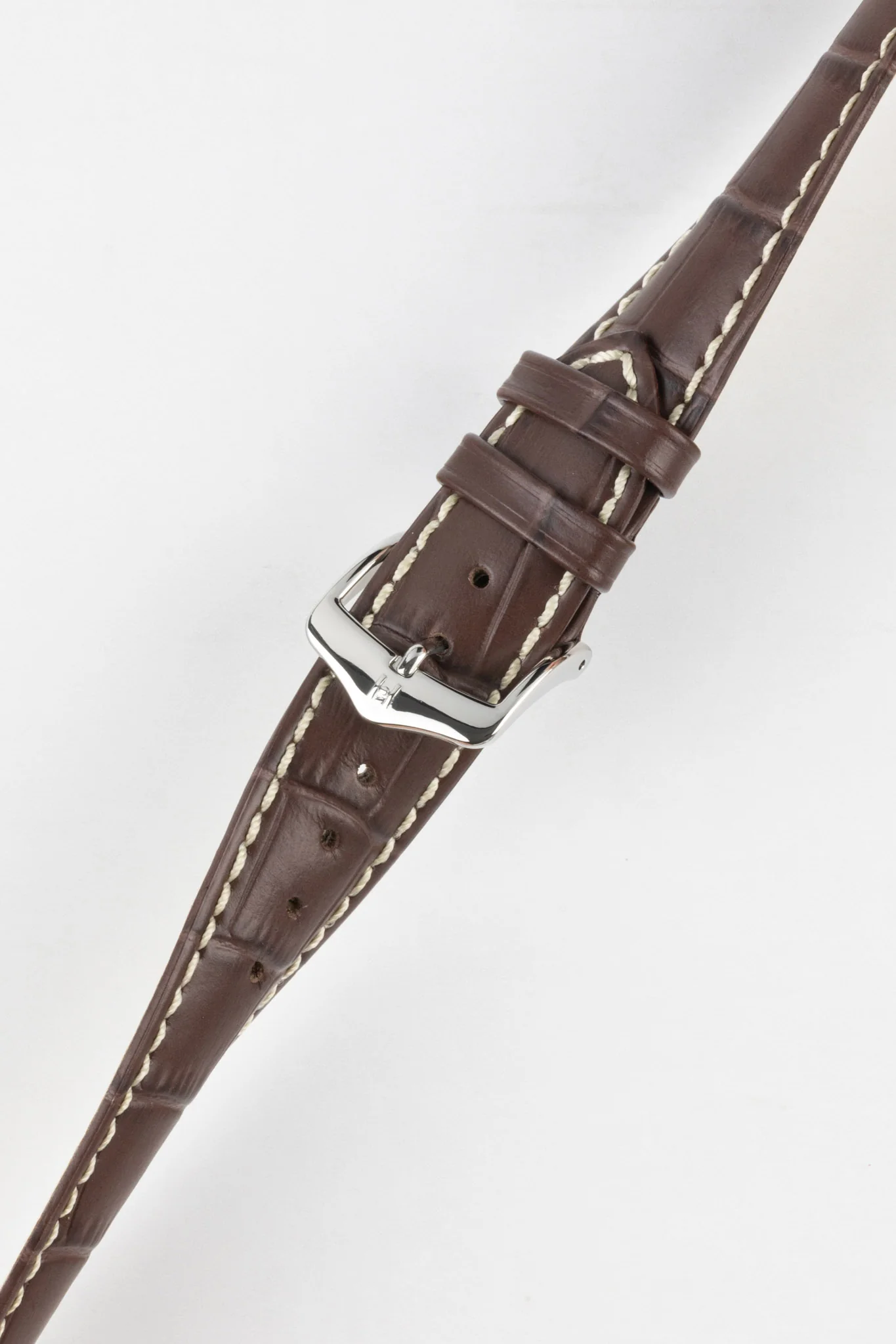 Hirsch MODENA Alligator Embossed Leather Watch Strap in BROWN - Image 5