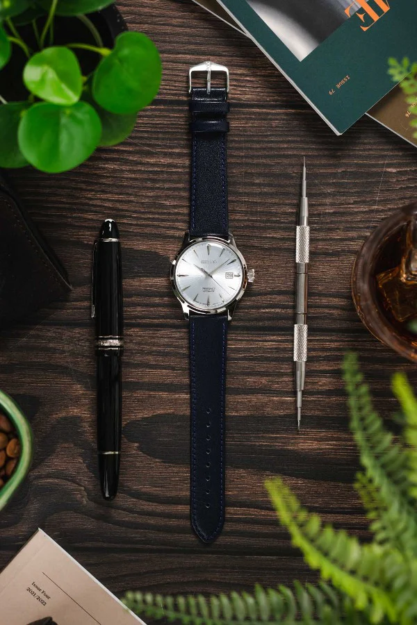 Hirsch OSIRIS Quick-Release Calf Leather Watch Strap in BLUE - Image 6