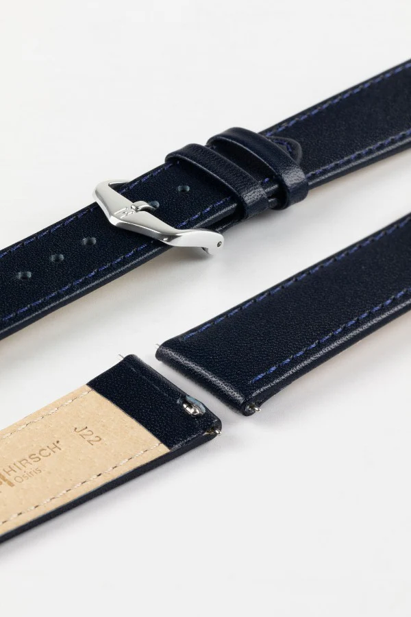 Hirsch OSIRIS Quick-Release Calf Leather Watch Strap in BLUE - Image 7