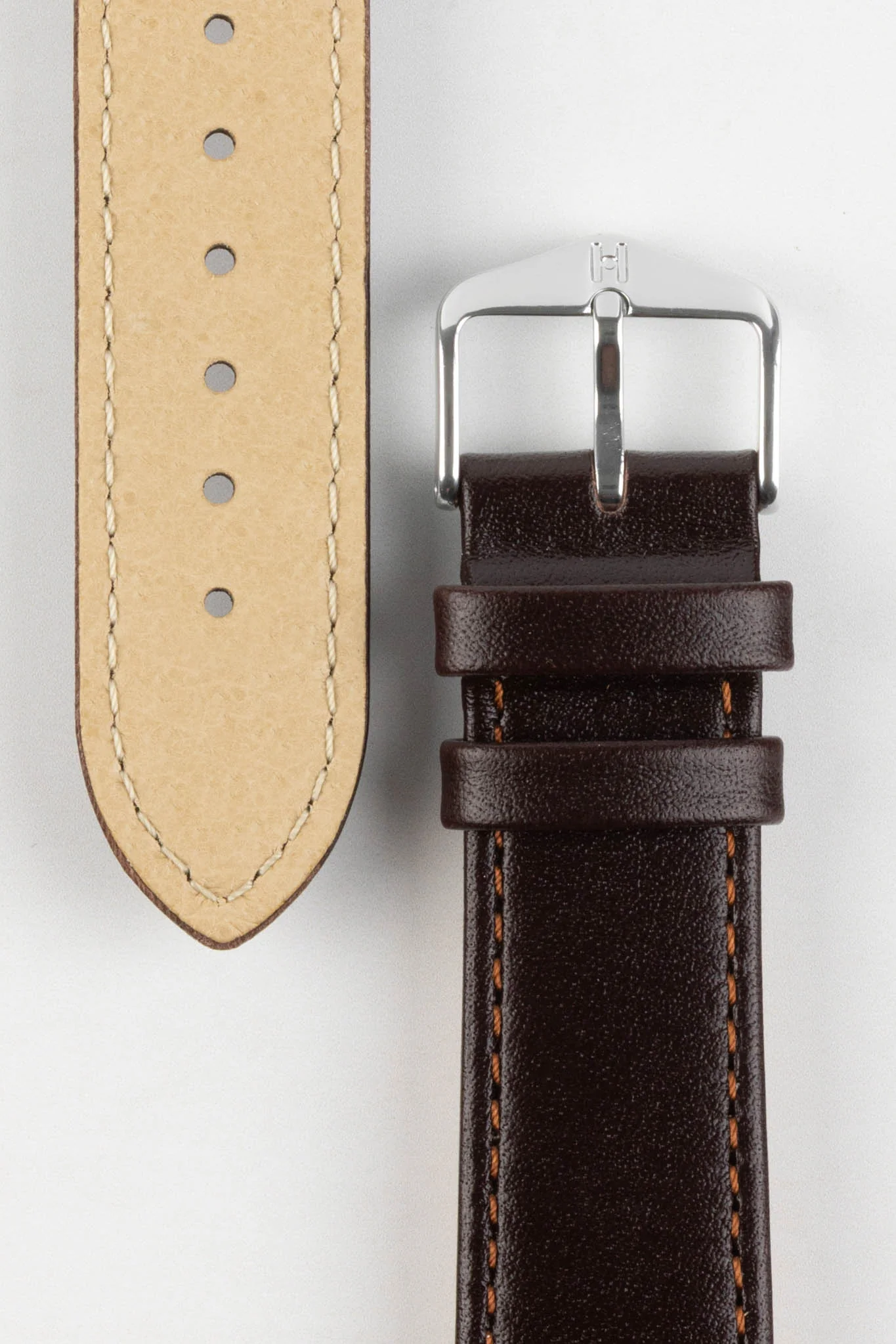 Hirsch OSIRIS Calf Leather Watch Strap in BROWN - Image 3