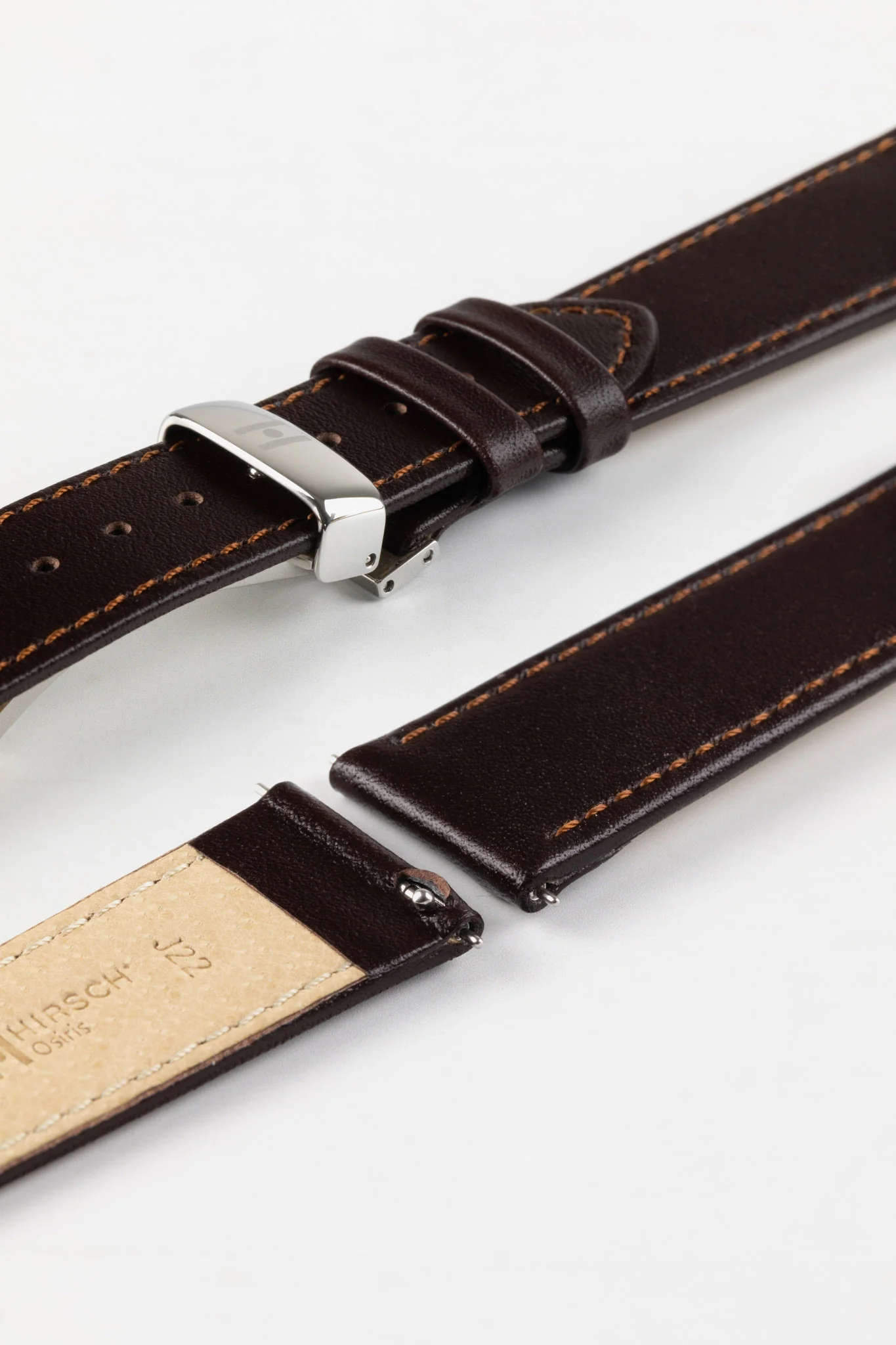 Hirsch OSIRIS Calf Leather Watch Strap in BROWN - Image 9