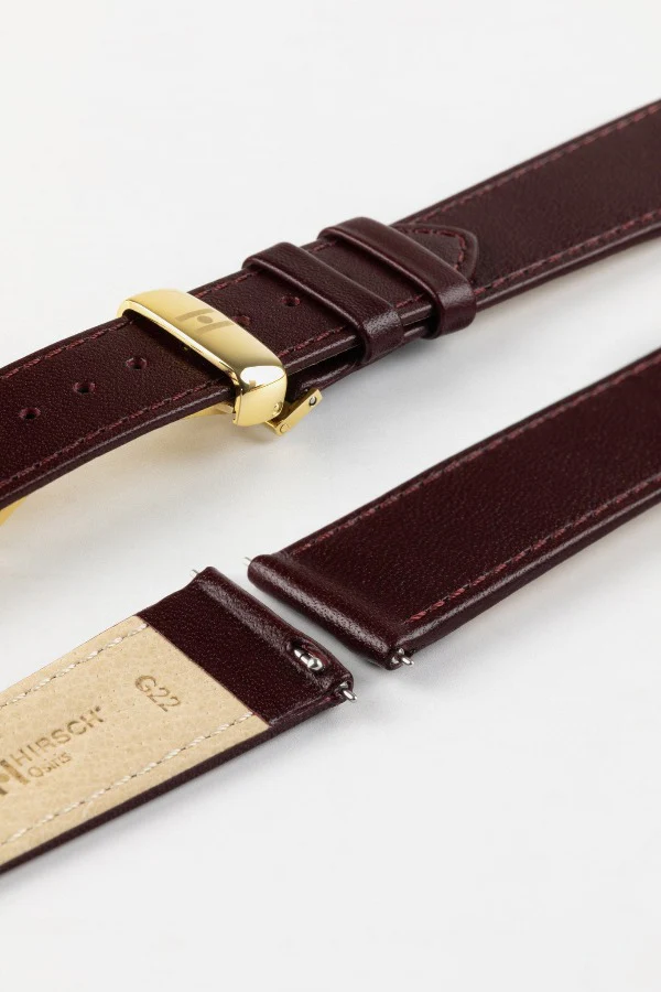 Hirsch OSIRIS Calf Leather Watch Strap in BURGUNDY - Image 10