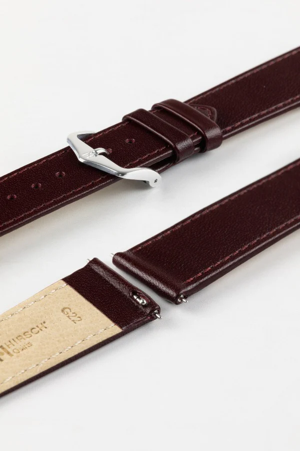 Hirsch OSIRIS Calf Leather Watch Strap in BURGUNDY - Image 7