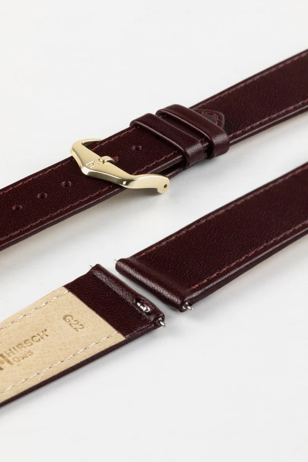 Hirsch OSIRIS Calf Leather Watch Strap in BURGUNDY - Image 8