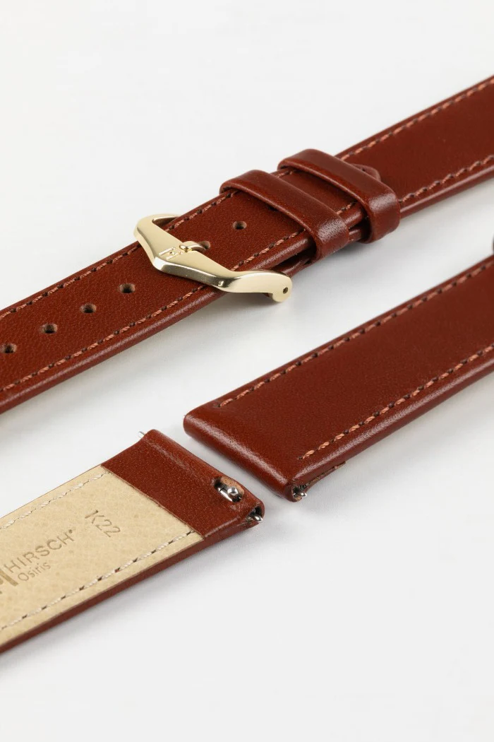 Hirsch OSIRIS Calf Leather Watch Strap in MID BROWN - Image 8