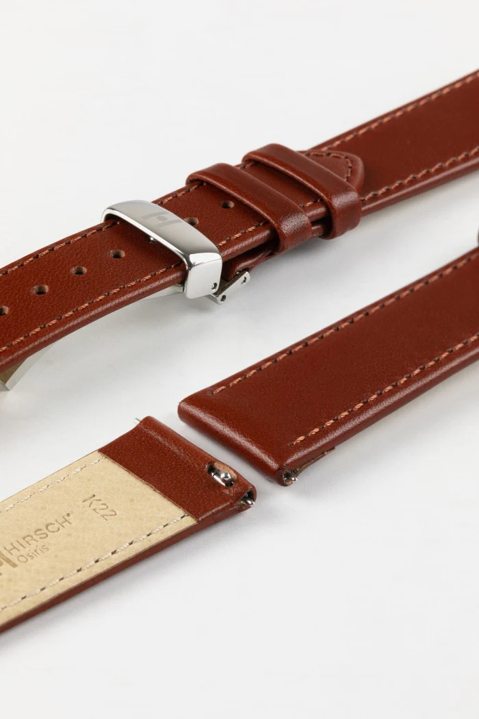 Hirsch OSIRIS Calf Leather Watch Strap in MID BROWN - Image 9