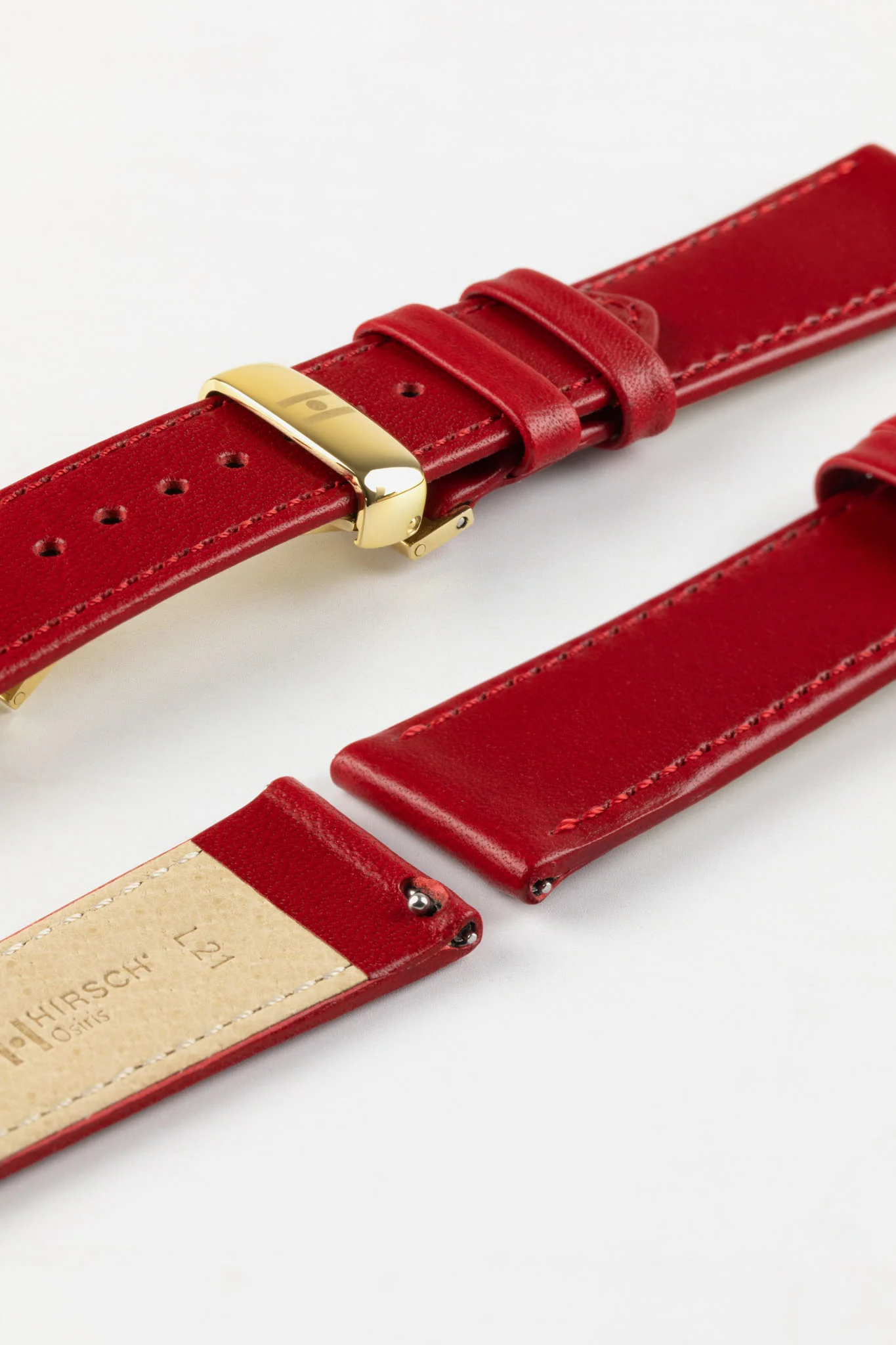 Hirsch OSIRIS Calf Leather Watch Strap in RED - Image 10