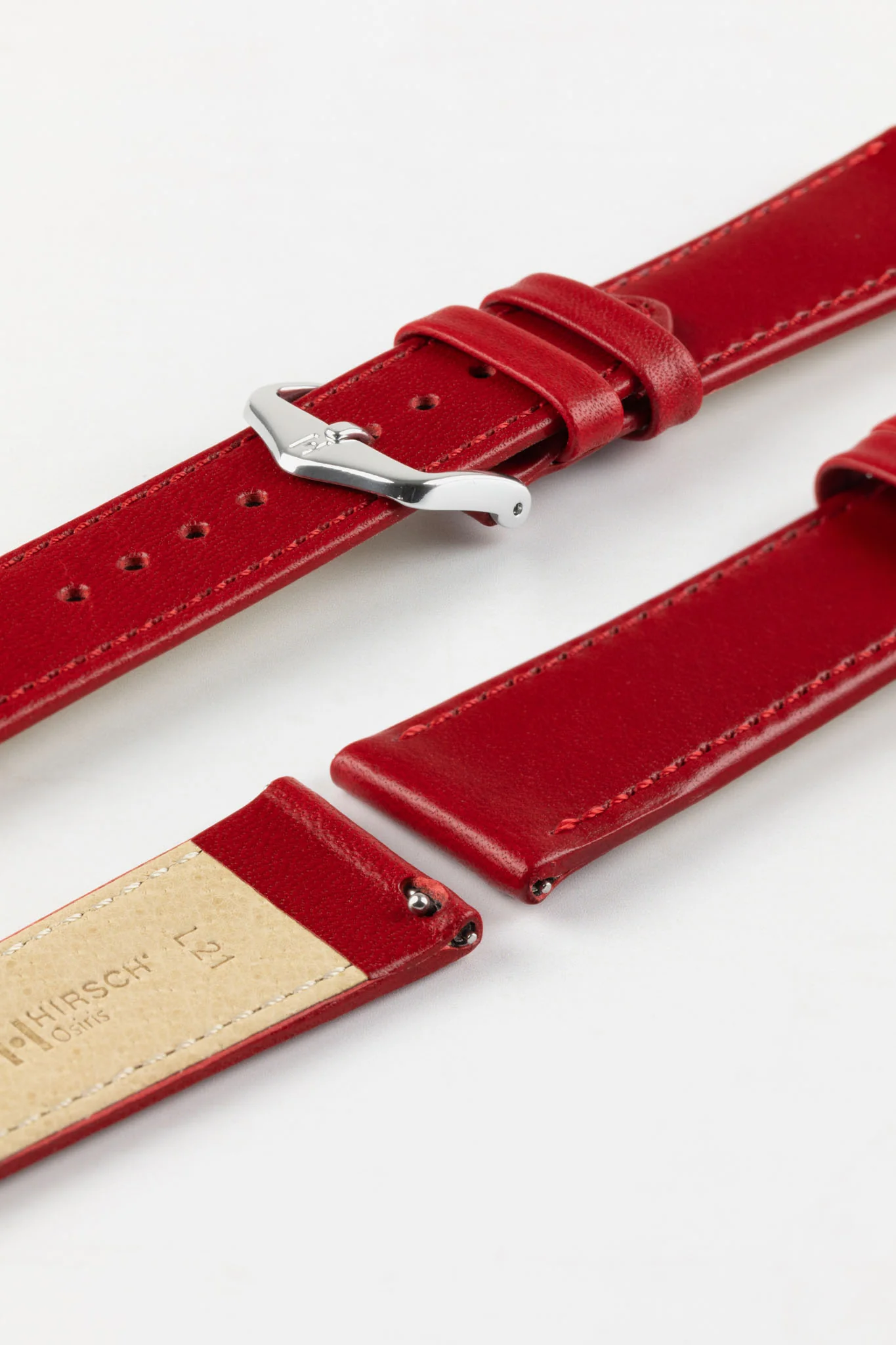 Hirsch OSIRIS Calf Leather Watch Strap in RED - Image 7