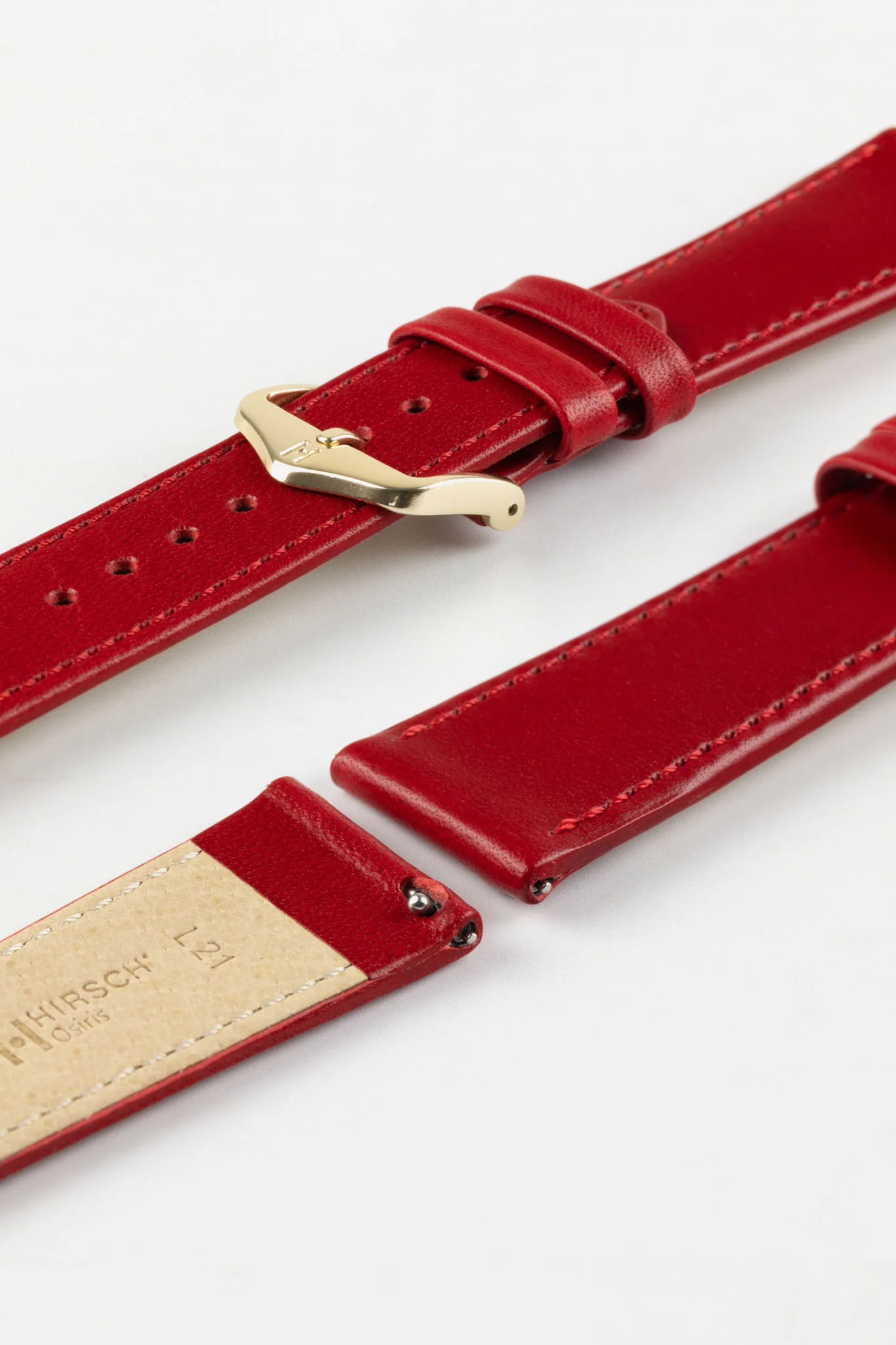 Hirsch OSIRIS Calf Leather Watch Strap in RED - Image 8
