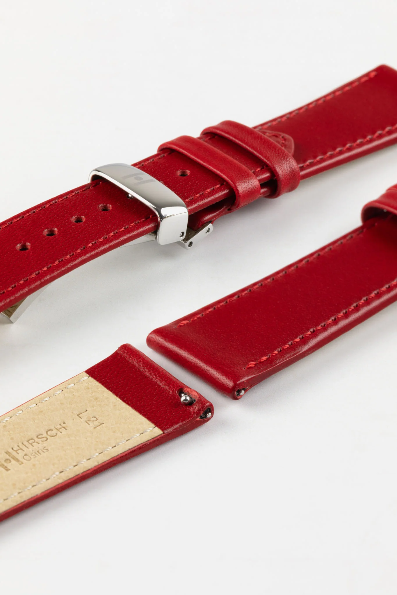 Hirsch OSIRIS Calf Leather Watch Strap in RED - Image 9
