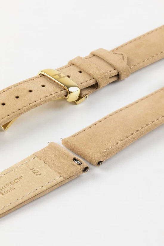 Hirsch OSIRIS Calf Leather with Nubuck Effect Watch Strap in BEIGE - Image 10