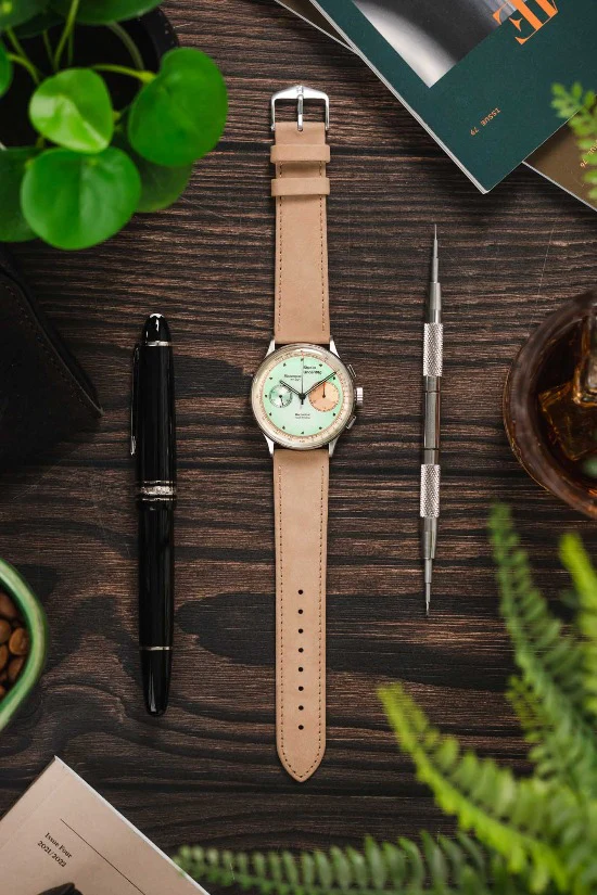 Hirsch OSIRIS Calf Leather with Nubuck Effect Watch Strap in BEIGE - Image 6