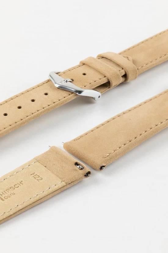 Hirsch OSIRIS Calf Leather with Nubuck Effect Watch Strap in BEIGE - Image 7