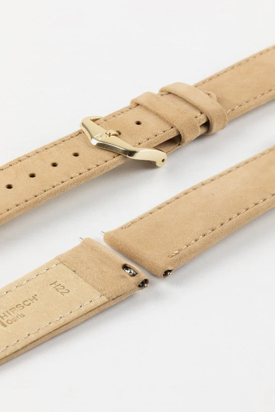 Hirsch OSIRIS Calf Leather with Nubuck Effect Watch Strap in BEIGE - Image 8