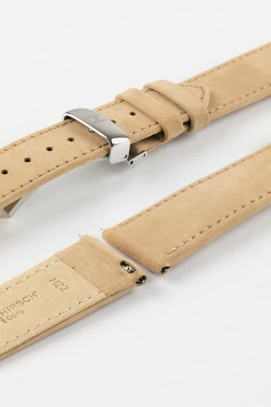 Hirsch OSIRIS Calf Leather with Nubuck Effect Watch Strap in BEIGE - Image 9