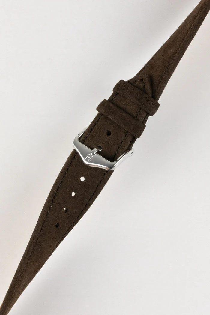 Hirsch OSIRIS Calf Leather with Nubuck Effect Watch Strap in BROWN - Image 5