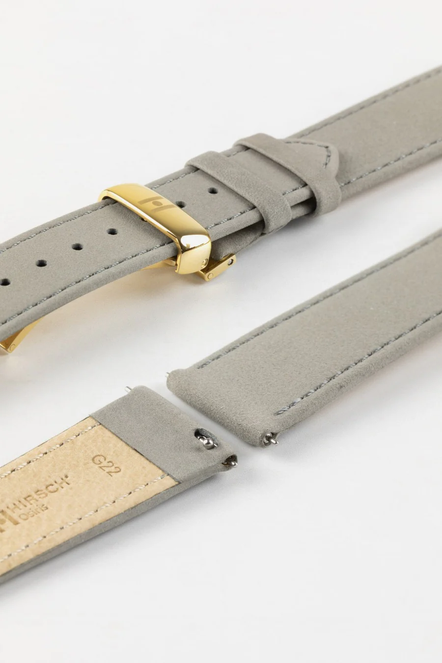 Hirsch OSIRIS Calf Leather with Nubuck Effect Watch Strap in GREY - Image 10