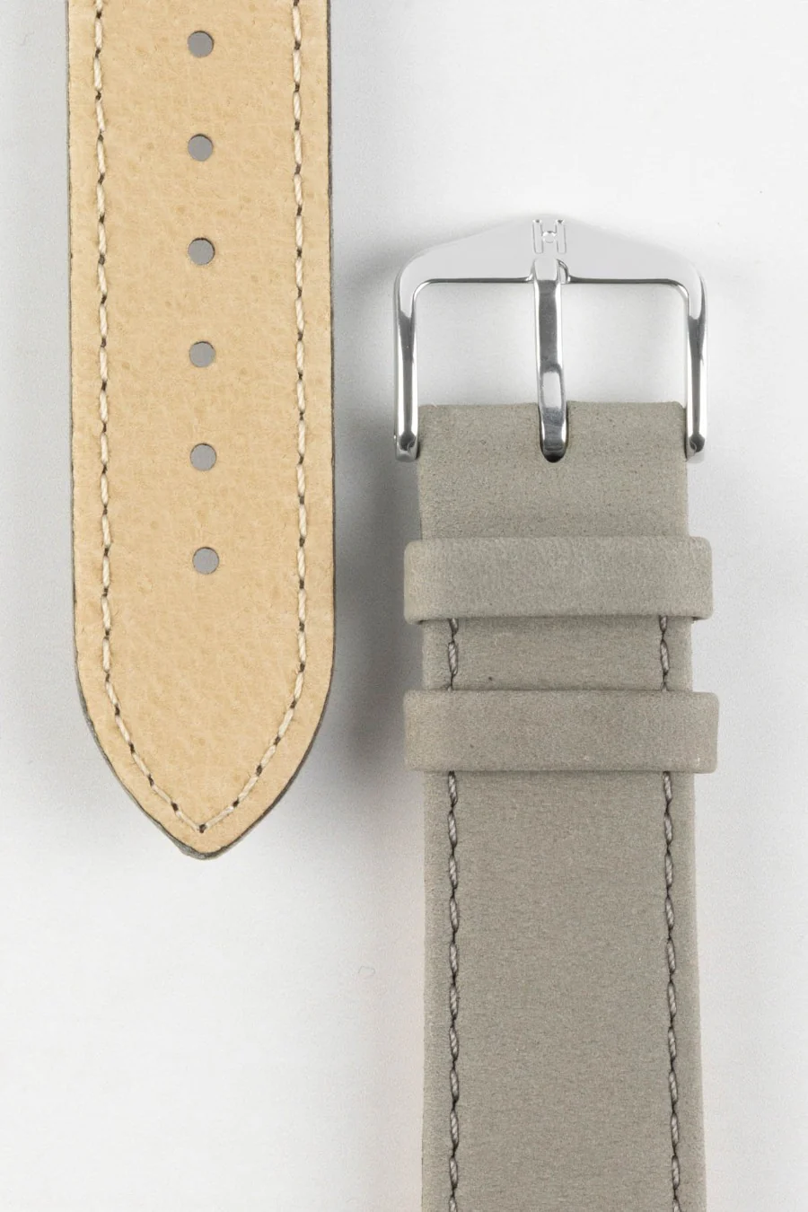 Hirsch OSIRIS Calf Leather with Nubuck Effect Watch Strap in GREY - Image 3