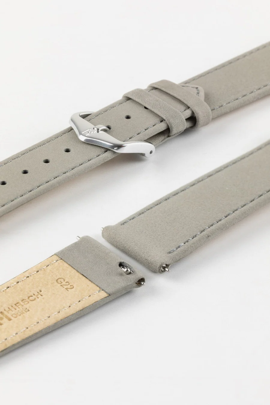 Hirsch OSIRIS Calf Leather with Nubuck Effect Watch Strap in GREY - Image 7