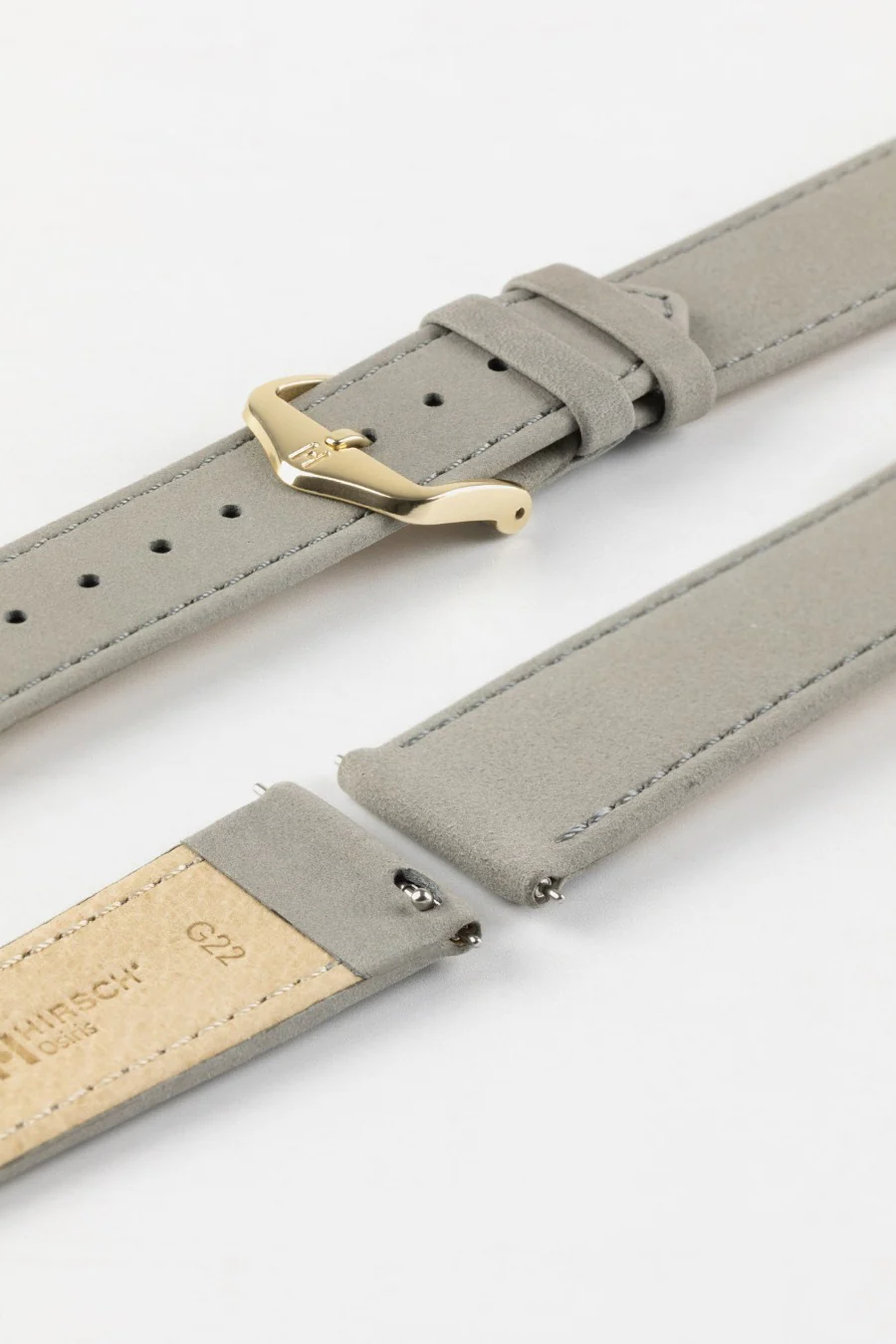 Hirsch OSIRIS Calf Leather with Nubuck Effect Watch Strap in GREY - Image 8